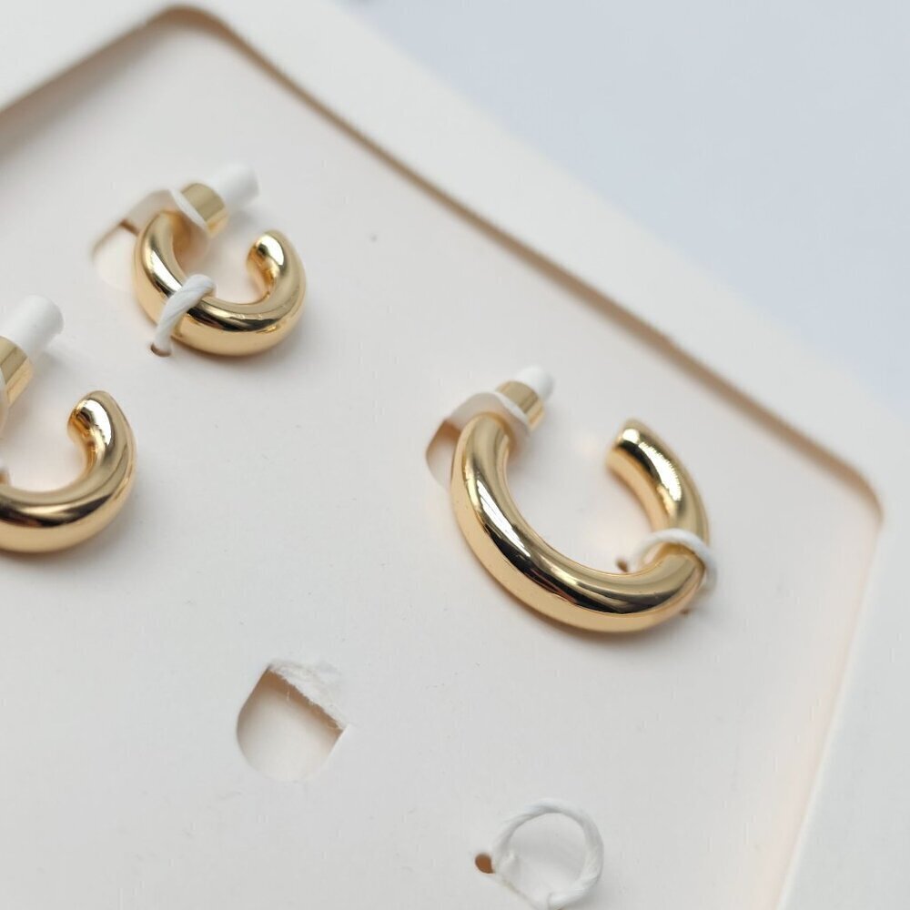 Zara Monday To Friday Collection Gold Tone Hoop Earring Set READ ME - Picture 3 of 7